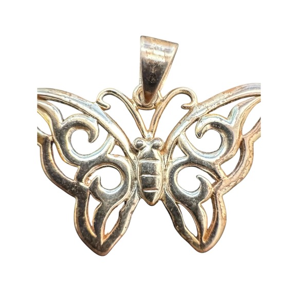 Silver 925 Stamped Butterfly Pendant Charm Insect Jewelry - Picture 2 of 6